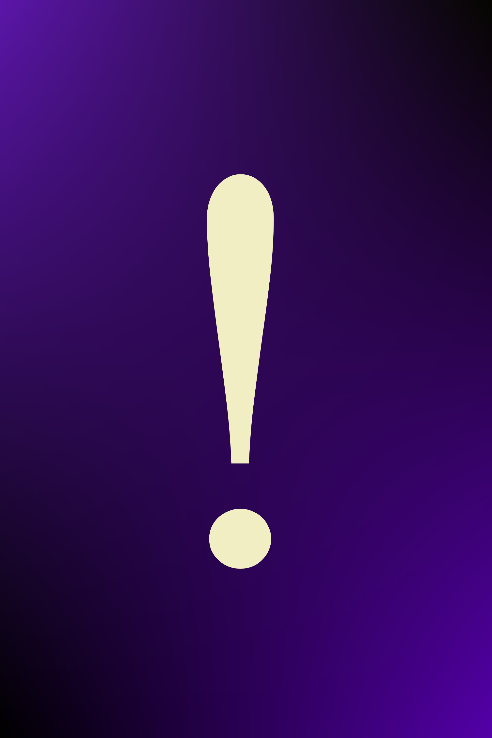 An exclamation mark on a purple background